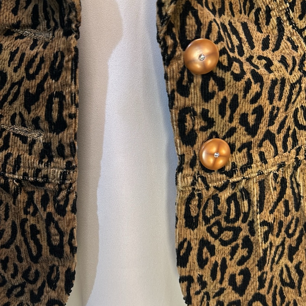 KIKIT jeans Cropped Corduroy Peplum Leopard Adorable Jacket -M-#0049 - Picture 5 of 13